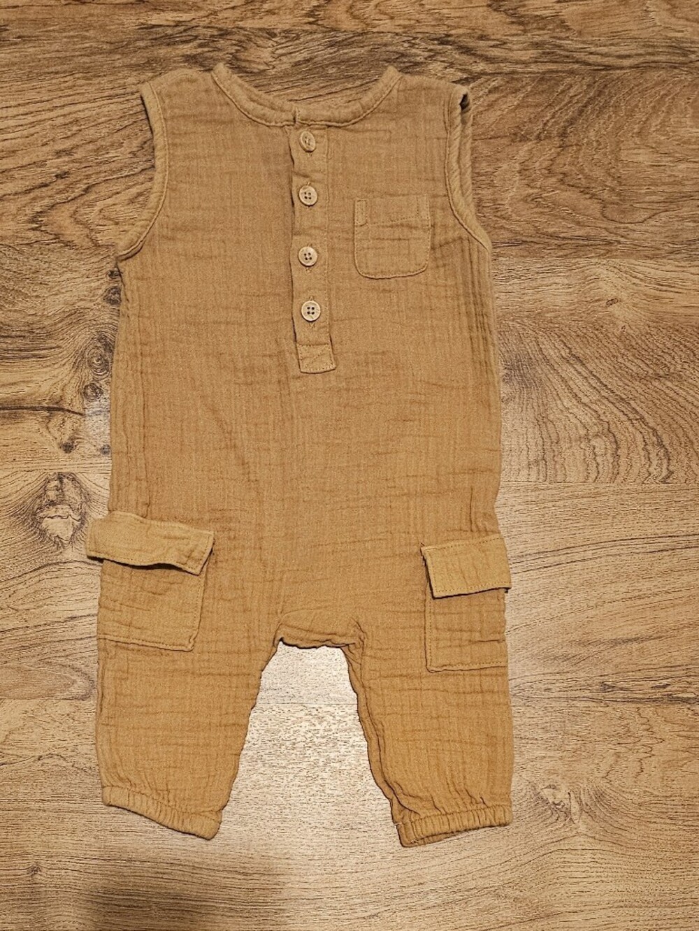 Old Navy Sleeveless Muslin Baby Romper in Mustard